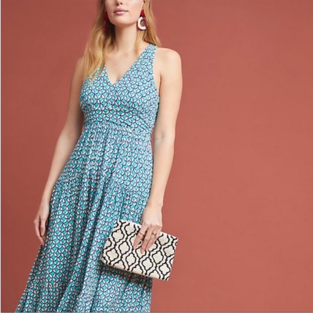 ANTHRO Halter maxi print dress